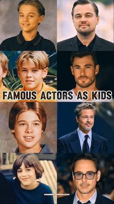 the famous actors as kids are shown in this collage with captioning below