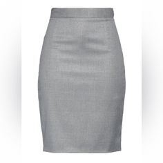 Beautiful New Skirt, High End Italian Designer. Subtle Shimmer With Silver Thread. Luxury Gray Skirt For Work, Chic Gray Lined Skirt, Fitted Gray Lined Skirt, Elegant Gray Pencil Skirt, Black Ruffle Mini Skirt, Luxury Gray Lined Skirt, Blue Denim Skirt, Long Denim Skirt, Ruffle Mini Skirt