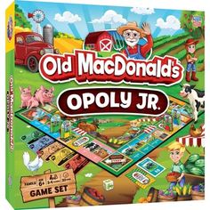 an old mcdonald's monopoly board game with farm scenes and animals on the cover