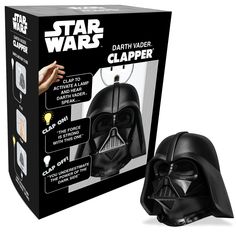 the darth vader clapper helmet is in its box and it's ready to be opened