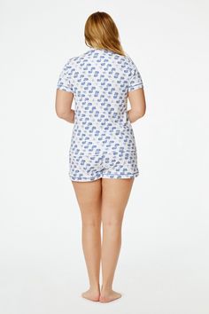 Add a fresh update to your polo sleepwear with our Moby the Whale print! This new version of the original Moby print is designed to bring an updated cult classic to your pajama drawer. Featuring shorts and a matching short-sleeve button-up top, this pima cotton pajama set is made for a breezy feel on those warmer nights. 4 Buttons Breast Pocket Elastic Waist Materials and Care 100% Premium Cotton Machine wash warm with like colors. Do not bleach Line Dry recommended. Warm iron if needed Imported Printed Cotton Pajama Shorts For Sleep, Printed Cotton Pajama Shorts For Bedtime, Cotton Printed Pajama Shorts For Bedtime, Cotton Printed Pajama Shorts For Sleepover, Relaxed Fit Sleepwear With All Over Print For Loungewear, Relaxed Fit Print Sleepwear For Loungewear, Casual Sleepwear With All Over Print, Cotton Sleepwear For Sleepovers, Short Length, Cotton Short Length Sleepwear For Sleepovers