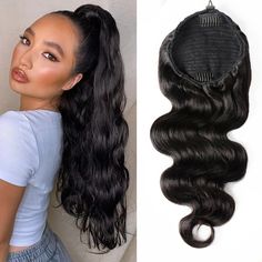 Description Human Hair Type Ponytail Extension Hair Texture Body Wave Hair Color Natural Black Can Be Dyed Yes Processing Time Usually Ship The Order Within 24 Hours After Order Comfirm, Except For Weekends And Holiday Customize Time This is Customized Product, the Custom Time is 3-5 Working Days Delivery Time Normal By DHL, FedEx or UPS, 3-7 Working Days After Shipping Service Wholesale/ Drop Shipping/OEM/Customized(labels,tags,closure,wig,etc.) Return Policy Accept 30 Days No Reason Return & E Hair Extensions For Black Women, Extensions For Black Women, Human Hair Ponytail Extensions, Short Ponytail, Natural Hair Extensions, Straight Ponytail, Human Hair Color, Drawstring Ponytail, Brazilian Remy Hair