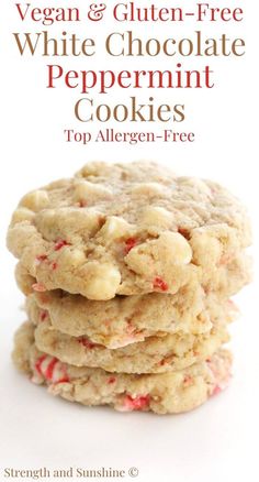 vegan and gluten - free white chocolate peppermin cookies top allergen - free