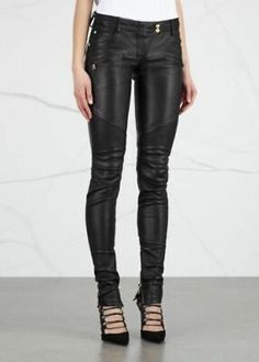 Premium Quality Women Genuine Lambskin Biker Pants Black Real Leather Skinny Trousers Leggings, Women's Cothing Leather Sweater, Biker Pants, Moto Pants, Lambskin Leather Jacket, Black Leather Pants, Moto Leggings, Leather Pant, Moto Style, Leather Trousers