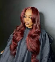 Burgundy Red Hair, Lace Front Wigs Body Wave, Red Eyebrows, Wigs Body Wave, Red Wigs, Hairstyle Inspo, Burgundy Hair, Dope Hairstyles, Body Wave Wig