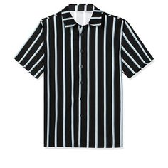 Bring smart styling into your everyday wardrobe with the Lars Amadeus Short Sleeve Shirt in Structured Stripe. The classic-fit shirt tapers throughout the body and hem for a casual look. You can match it with pants, jeans, shorts to complete your casual look. The weekend-ready shirt is crafted from a soft, lightweight supple woven with a silk-like feel in a mixed stripe design. Black Hawaiian Shirt With Button Closure For Summer, Striped Button-up Shirt For Summer, Striped Shirt With Button Closure For Summer, Classic Collared Short Sleeve Shirt For Beach, Striped Button Closure Shirt For Summer, Striped Camp Collar Shirt For Beach, Summer Striped Button-up Camp Shirt, Classic Blue Camp Shirt For Summer, Black Summer Camp Shirt With Button Closure