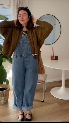 Overalls With Cardigan Outfit, Salem Outfits Fall, Fall Overalls Outfit, 90s Fall Outfits, Funk Outfit, Overalls Outfit Fall, Fall Overalls, Outfit Edit, Thrift Style