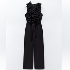 Nwot Zara Pleated Ruffle Jumpsuit Black Jumpsuit Palacio Pant Style Ankle Pants Elegant Jumpsuits And Rompers With Ruffles For Party, Elegant Ruffled Jumpsuits And Rompers For Party, Elegant Workwear Jumpsuits And Rompers With Ruffles, Chic Ruffled Jumpsuits And Rompers For Work, Formal Black Ruffled Jumpsuits And Rompers, Elegant Spring Jumpsuits And Rompers With Ruffles, Black Ruffled Jumpsuits And Rompers For Work, Black Workwear Jumpsuits And Rompers With Ruffles, Elegant Zara Jumpsuits And Rompers For Work