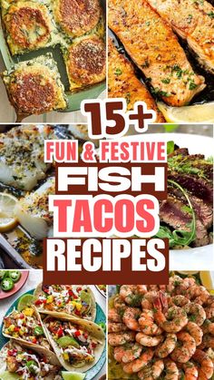 fish and tacos recipe collage with text overlay