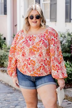 Details Off the shoulder multi colored floral blouse Lightweight, relaxed fit Elastic shoulder band, off the shoulder, elastic sleeve bands Pair this top with white jeans Unlined Size small from shoulder to hem: 23.5 " Shop all styles in the Sarasota Red Floral Print HERE Material and Care 100% rayon Hand wash cold, hang to dry Patterns may vary Materials may have natural variations Colors may vary from different viewing devices. Off The Shoulder Blouse, Red Floral Print, Pink Lily, Sarasota, Blouse Styles, Floral Blouse, Small Tops, Red Floral, Multi Colored