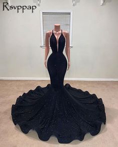 Prom Dress Halter, Black Mermaid Prom Dress, Halter Prom Dresses, Black Mermaid, Evening Party Gowns, Black Prom