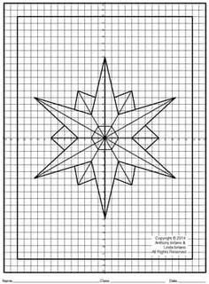 an image of a star that is drawn on graph paper, with the center point in the