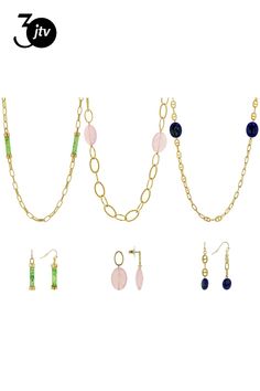 Off Park�� Collection, Multi-Color Acrylic Beaded Gold Tone 6 Piece Station Necklace & Earring Set. Pink Beaded Station Necklace Measures Approximately 34.0"L x 0.70"W. Lobster Claw Clasp. 3" Extender. Pink Earrings Measure Approximately 1.67"L x0.69"W. Bullet Backings. Green Beaded Station Necklace Measures Approximately 32.0"L x 0.22"W. Lobster Claw Clasp. 3" Extender. Green Earrings Measure Approximately 1.82"L x0.22"W. Fish Hook. Blue Beaded Station Necklace Measures Approximately 36.0"L x 0 Elegant Multicolor Jewelry With Dangling Beads, Jewelry Sets With Matching Round Bead Earrings, Green Jewelry With Beaded Chain, Jewelry Sets With Matching Earrings And Round Beads, Elegant Multicolor Jewelry Set With Colorful Beads, Elegant Multicolor Oval Beads Jewelry, Elegant Green Jewelry Sets With Dangling Beads, Beaded Green Jewelry Sets, Gold Jewelry Sets With Polished Beads