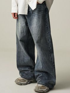 Composition : COTTON 100%Color : BLUECountry of Origin : China Urban Blue Baggy Bottoms, Casual Washed Blue Straight Leg Jeans, Casual Five Pockets Denim Jeans, Casual Dark Wash Denim Pants, Relaxed Fit Solid Denim Jeans, Casual Washed Blue Pants, Baggy Dark Wash Cropped Jeans, Blue Relaxed Fit Jeans With Pockets, Casual Baggy Denim Blue Jeans