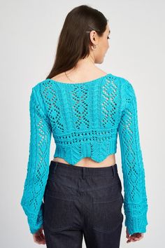 This Crochet Cropped Tie Front Top, made of 100% cotton, is imported and expertly crafted to fit like a dream. Its lightweight construction and tie front design make it a perfect choice for summer. Model is 5'9" and wears size small, displaying its versatile and flattering fit. Crochet Cropped Top, Blue Crochet Top, Vacation Wardrobe, Crochet Fabric, Blue Crochet, Tie Crop Top, Tie Front Top, Crochet Crop Top, Pink Boho