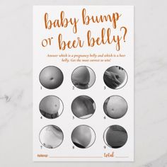 baby bump or beer belly? poster on a white background with black and white images