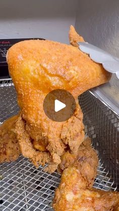 the fried chicken is being prepared to be cooked