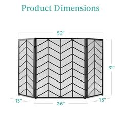 the side view of a folding screen with measurements for different sizes and widths, including one