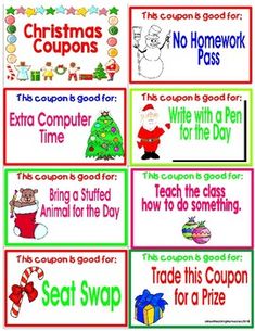 christmas coupons for the classroom