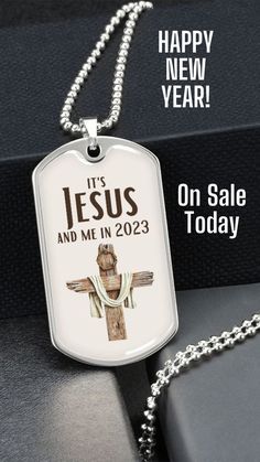 This Christian faith dog tag necklace is the perfect gift for those ready to express their faith in a bold way. Share with others how 2023 is going to be different for you. The "It's Jesus And Me In 2023" silver dog tag features a cross made of wood in front of a tan background. Makes a great Baptisim keepsake born again teenager. The pendant is made of high-quality surgical steel with a shatterproof liquid glass coating. Dog Tag Pendant: 1.1” x 2" Luxury Military Necklace: 24" Jesus And Me, Me In 2023, Military Necklace, Jesus Today, Dog Tag Pendant, Born Again, Silver Dog