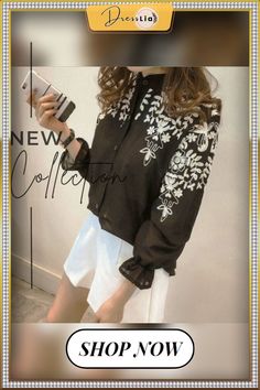 Spring New Fashion Female Clothing Embroidery Blouse Shirt Cotton Korean Flower Embroidered Tops Korean Style Fresh Shirt 529e Spring Long Sleeve Top With Embroidered Cuffs, Spring Long Sleeve Embroidered Top, Casual Long Sleeve Blouse With Embroidered Cuffs, Spring Button-up Blouse With Embroidered Cuffs, Spring Embroidered Cuffs Button-up Blouse, Long Sleeve Blouse With Embroidered Cuffs, Black Button-up Blouse With Floral Embroidery, Summer Long Sleeve Blouse With Embroidered Cuffs, Black Floral Embroidery Button-up Blouse