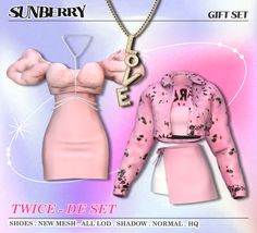 two dresses and a necklace are shown in this ad for sunberry's jewelry