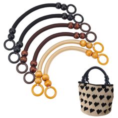 PRICES MAY VARY. 3 Colors Beaded Handles: There are 3 colors of handles: pale goldenrod, coconut brown and black, which are very easy to match your different styles of bags. Round wooden beads add a unique design to these bag straps, make your bags more elegant. Size: The wooden beaded bag handles are about 37cm/14.6 inch long, the beads are 25mm/1 inch in diameter, the rings are 42.5x6mm/1.67x0.24 inch, 28.5mm/1.12 inch in inner diameter, 2pcs per color, 3 colors, 6pcs in total, can meet the ne Macrame Crochet Bag, Crochet Bag Diy, Diy Tas, Diy Bag Making, Bead Purse, Bag Macrame, Macrame Crochet, Wood Beads Diy, Diy Wallet