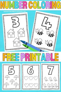 printable number coloring pages for kids to color and practice numbers with the letter b