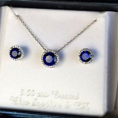 Gorgeous Brand New Without Tag Stunning 5 Karat Created Brilliant Blue Sapphire With Cubic Zirconia Cz Diamond Bezel Earrings And Necklace Set Gorgeous Classic Elegant Jewelry Without Breaking The Bank Perfect Gift For Your Christmas Stuffings. $135 Firm Sapphire Diamond Jewelry Sets For Gift, Sapphire Diamond Jewelry Sets As Gifts, Blue Crystal Jewelry Set For Anniversary, Silver Sapphire Jewelry Set For Gift, Sapphire Sterling Silver Jewelry Sets For Anniversary, Gift Silver Sapphire Jewelry Sets, Blue Cubic Zirconia Jewelry With Matching Earrings, Gift Sapphire Silver Jewelry Sets, Blue Crystal Jewelry With Matching Earrings