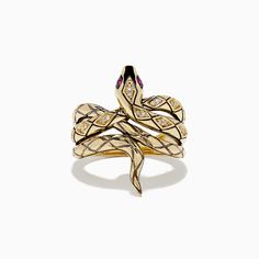 Effy Safari 14K Yellow Gold Diamond Snake Ring Snake Jewelry, Snake Ring, Jewelry Gold, Gold Yellow, Uniqlo, Gold Diamond, Natural Stones, Jewelry Design, Sparkle