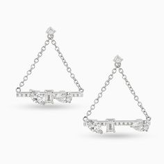 Get into the swing with these acrobatic earrings with brilliant diamonds that slide back and forth on a line of sparkling diamond pave. Here’s to a brilliant past, present and future. Diamond Weight: 1.63 ct Color: G-H Clarity: VS-SI Gold Quality: 18kt White Gold Diamond Earrings With Pave Setting For Party, Evening Linear Earrings With Diamond Accents And Cubic Zirconia, Evening Linear Earrings With Diamond Accents, White Gold Diamond Earrings For Party, Party Earrings In White Gold With Pave Setting, Evening Cubic Zirconia Linear Earrings, Fine Jewelry Cubic Zirconia Linear Earrings For Evening, White Gold Cubic Zirconia Linear Earrings, Evening Fine Jewelry Cubic Zirconia Linear Earrings