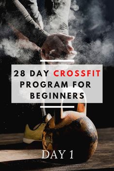 a kettle with the words 28 day crossfit program for beginners