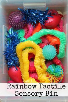 rainbow tactiles in a plastic container with the words rainbow tactile on it