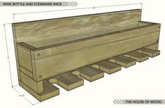 a wooden bench is shown with measurements to make it look like it has been built into the