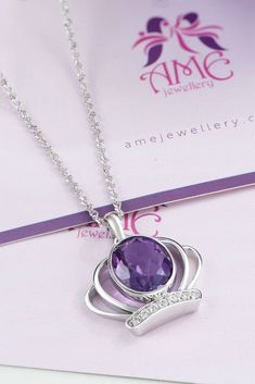 Mặt dây Vương Miện Vàng trắng Đá quý tự nhiên Amethyst | AME Jewellery Exquisite Purple Jewelry, Formal White Amethyst Jewelry, White Amethyst Jewelry For Formal Occasions, Amethyst Crown, Crown Pendant Necklace, Crown Pendant, Sapphire Ring, Topaz, Sapphire