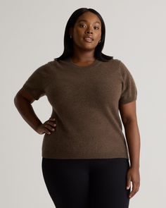 Does it get more luxe than cashmere basics? Super soft and lightweight, this short sleeve cashmere sweater is a year-round wardrobe staple. Now available in extended sizes, these tees are meant for everyday wear and are great for layering. Our quality cashmere is incredibly long-lasting and three times as warm as wool, sourced sustainably and ethically. Read more on what makes it special in our Cashmere 101.Also offered in sizes XS-XL. Solid Color Cashmere Crew Neck Top, Quince Cashmere Tee, Luxury Cashmere Classic T-shirt, Luxury Classic Cashmere T-shirt, Fine Knit Cashmere T-shirt Short Sleeve, Silk Cami, Quarter Zip Sweater, Womens Cashmere, Scarf Gift