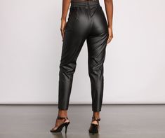 Keep it sleek in faux leather leggings that are part casual. part glam. The leggings feature an elastic high waist and a skinny leg fit with a tapered hem. Complete look with a crop top for a glam look.Fit & Features Elastic high waist Skinny leg fit Tapered hem Faux leather fabric Sleek Leather Pants For Going Out, Sleek Faux Leather Pants For Date Night, Stretch Faux Leather Pants For Date Night, Trendy Stretch Leather Pants For Date Night, Sleek Faux Leather Leggings For Going Out, Sleek High-waisted Leggings For Night Out, Glam Look, Glam Looks, Faux Leather Fabric