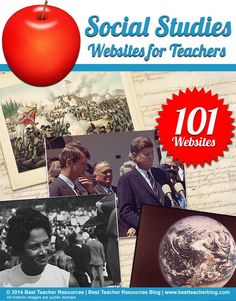 the cover of social studies webs for teachers, featuring pictures of people and an apple