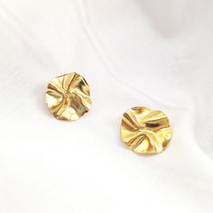 Organic Round Stud Made with melted wax then cast in brass or silver 14k gold plating Elegant Hand Cast Gold Earrings, Jewelry Design Inspiration, Jewelry Earrings Studs, Gold Plating, Jewelry Design, Wax, Gold Plate, Design Inspiration, Jewelry Earrings