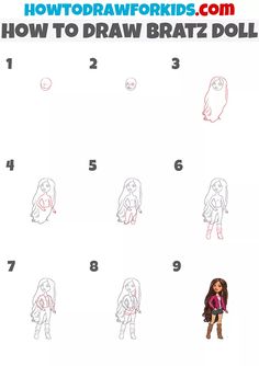 How To Draw A Bratz Doll, How To Draw Bratz, How To Draw Bratz Step By Step, Bratz Doll Drawing Easy, Doll Drawing, Easy Drawing Tutorial, Cuddly Teddy Bear, Simple Canvas Paintings