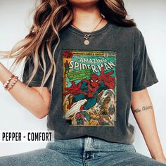 Amazing Spider-man Avenger Superhero, Vintage Spiderman Shirt Marvel Tee Shirts, Mary Jane Spiderman Shirt, Spiderman T Shirt Vintage, Spiderman Nyc Shirt, Witch Sisters, Moon Phases Shirt, The Munster, Horror Movie Shirts, Country Music Shirts