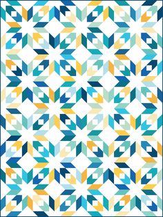 an image of a blue and yellow quilt