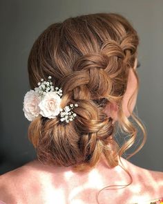 Mother Of The Bride (or Groom) Hairstyles ❤ mother of the bride hairstyles low bun with braid and flowers reneemarieacademy #weddingforward #wedding #bride #motherofthebridehairstyles Bride Hairstyles Low Bun, Low Bun With Braid, Hairstyles Low Bun, Bun With Braid