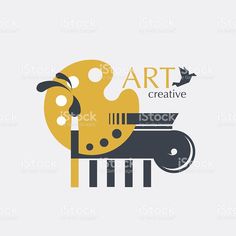 the logo for art creative with an image of a bird flying over it royalty illustration