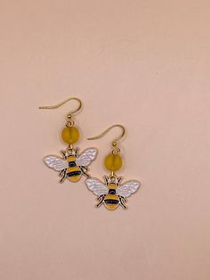 Handmade earrings with gold stainless steel hooks. Red Heart Earrings, Baublebar Jewelry, Heart Earrings, Bumble Bee, Red Heart, Handmade Earrings, Colorful Flowers, Soft Pink, Jewelry Earrings Dangle