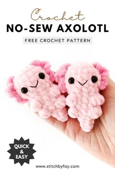 crochet no - sew axolotli free pattern