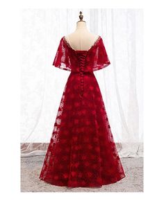 Shop long red lace flowers formal dress with cape sleeves online. All instock with free shipping. Pro since 2009. Elegant Lace Dress With Cape Sleeves, Red Formal Dress With Cape Sleeves, Red Cape Sleeve Dress For Evening, Lace Evening Dress For Prom With Short Sleeves, Lace Prom Evening Dress With Short Sleeves, Lace Evening Dress With Short Sleeves For Prom, Red Fitted Dress With Cape Sleeves, Red Lace Dress With Lace Sleeves, Red Lace Evening Dress With Sweep Train