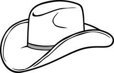 a black and white drawing of a cowboy's hat with a long brim