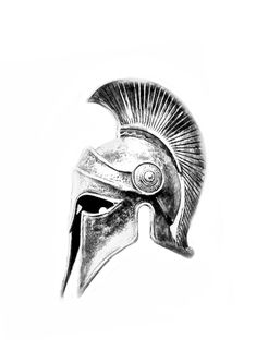 a drawing of a roman helmet on a white background