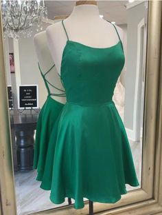 Homecoming Dresses Casual, Backless Homecoming Dresses, Short Satin, Green Homecoming Dresses, Mini Prom Dresses, Designer Party Dresses, Mini Homecoming Dresses, Cheap Homecoming Dresses, Two Piece Homecoming Dress